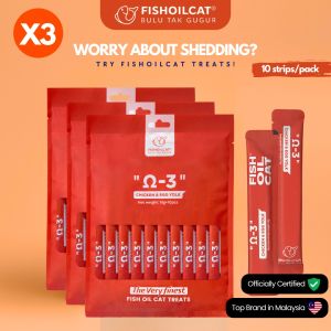 🔶FISHOILCAT® Snek Kucing Ayam & Kuning Telur (30pcs) Omega-3 🐟 Minyak Ikan | Chicken & Egg Yolk | Bulu Lebat & Kurangkan Gugur