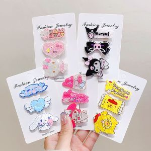 3Pcs/Set Kawaii Sanrio Hairclip Cinnamoroll Kuromi My Melody Cartoon Duckbill Hairpin Simple Hair Accessories Hello Kitty Gifts