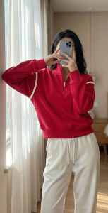 HANCHUN | Áo Hoodie Ngắn Đỏ Thời Trang Giảm Cân cho Trang Phục Năm Mới
