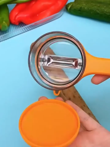 2 In 1 Dual Head Fruit Peeler with Splash Proof Storage Box Lightweight Vegetable Peeler for Orange