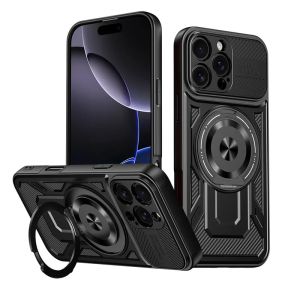 szhaiyu | Metal Holder Phone Case For Magsafe Ring Case For iphone 11 12 13 14 15 16e 17 18 Air Pro Max Plus Wireless Charging Cover