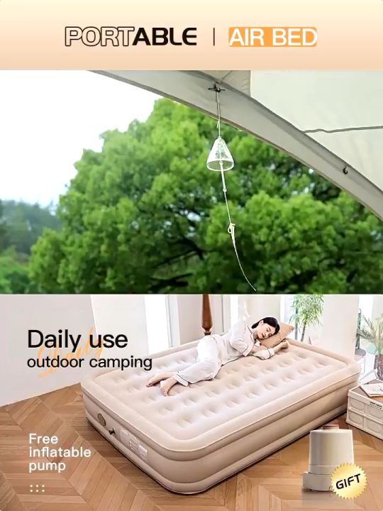 Free pillow] Inflatable Air Bed Camping Outdoor Mattress with