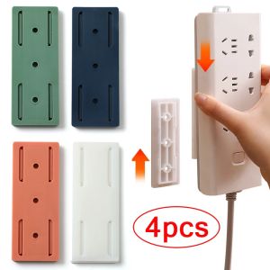4Pcs Self-Adhesive Socket Holder Wall-Mounted Punch-free Plug Fixer Traceless Socket Fixer Cable Wire Organizer Seamless Power Strip Holder