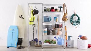 MZG-004 ชั้นแขวนเสื้อพร้อมชั้นวาง ปรับระดับได้ ขนาด 90x45x180 cm. สีโครเมี่ยม #4590180VAH345 W004-Plus