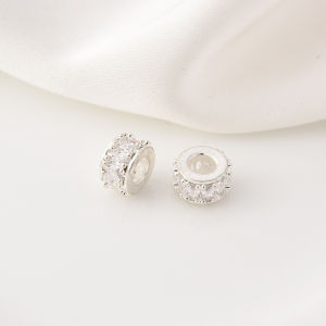 ลูกปัดล้อรถยนต์ชุบทอง 14K ชุบทองแดง ลูกปัดโซ่ข้อมือ DIY ทำมือ ลูกปัดแยกสีเงินและสีขาว อุปกรณ์เสริม