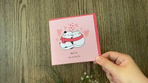 Thiệp tình yêu Valentine cặp đôi SDstationery Nhà Là Nơi hình đôi mèo dễ thương vuông 12x12 cm