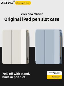 Zoyu | Protective Case with Pen Slot and Foldable Stand for iPad Air 7/6/5/4 iPad Pro 13-inch iPad 11 iPad 9/8