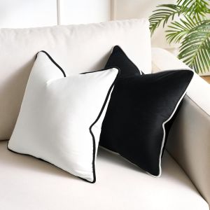 Black and White Gift Pillow Covers for Couch Throw Pillows Accent Home Decor Sofa Modern Decorative Neutral Velvet Cases for Bed