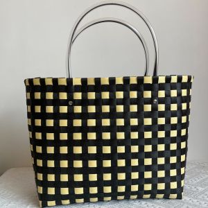 Handwoven Handheld Basket Bag Beach Style Womens Tote Bag Practical Shopping Basket Utility Handcrafted Wicker Bag