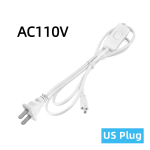 T5/T8 Power Cord Switch Extension Cable For T5/T8 LED Tube 3 Holes Connection AC220V AC110V EU US Standard
