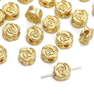 7mm 1pc/bag 14K Gold Plated Brass Plum Beads For DIY Bracelet Necklace Jewelry Making