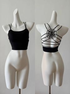 เสื้อกล้ามแขนกุดแบบมีสายรัดด้านหลังสำหรับผู้หญิงในช่วงฤดูร้อนปี 2025 เสื้อคลุมแบบมีแผ่นเสริมหน้าอก ความยาวสั้น สไตล์ทำงาน