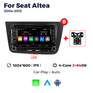 Android 15 Car Radio For Seat Altea 2004-2015/Toledo 2004-2009 Multimedia Player CarPlay GPS 2 Din Navigation Stereo Head Unit