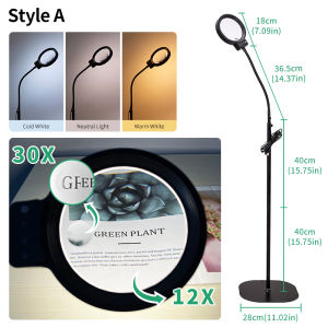 MARPOU Magnifying Glass with LED Lamp 12X/30X NEW Illuminated Magnifier 3 Colors Dimmable USB Foldable LED Light for Make Craft