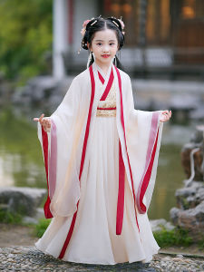 Elegant Thin Cheongsam Hanfu for Girls Summer Lightweight Big Sleeve Traditional Chinese Costume Fairy Tale Little Girl Clothing