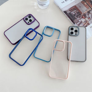 Titanium Gray High Transparency Acrylic Phone Case Suitable for iPhone 15 14 13 11 12 Pro Max Anti Slip Silicone Casing with Non Yellowing Hard
