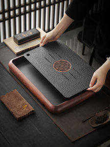 New 2025 Small Size Tea Tray Home Use Mini Tea Table Dry Pounding Platform Simulated Solid Wood Frame Tea Set Tray Drainage Dual-Purpose
