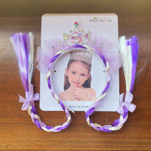 Elsa Princess Childrens Hairband Crown Butterfly Knot Ice And Snow Adventure Cute Double Braided Headwear Magic Wand Set