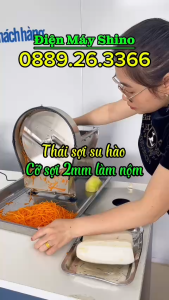 Máy thái sợi thái lát trái cây củ quả dao cố định 2mm QUAY ĐIỆN - KIỂU TRÒN
