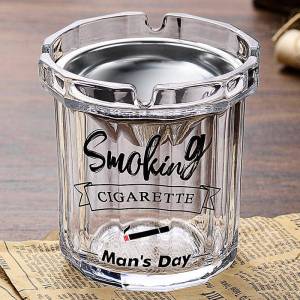 MEISITEKEKE | Funnels Shape Ashtray With Lid Fly Ash Prevention Glass Stainless Steel