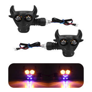 KEVANLY | Motorcycle Led Turn Signals Bulls Head Style Directional Flowing Indicators Rear Tail Brake Signal Light Motorcycle DRL Lamp