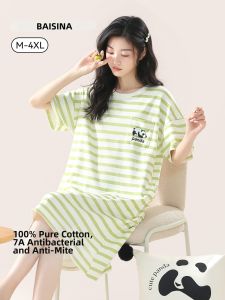 Baisina | Cotton Thin Breathable Summer Sleepwear Dress