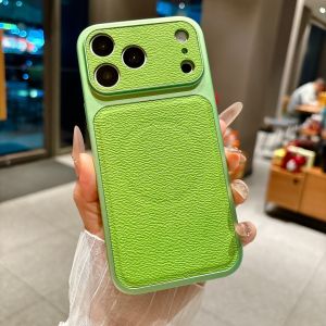 Fashion Matte Leather Large Window For Magsafe Magnetic Phone Case For iPhone 17 16 Plus 15 14 13 Pro Max Shockproof Armor Cover