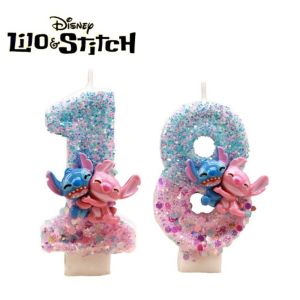 Disney Pink and Blue Stitch Combination 0-9 digital candle Suitable for Birthday Party Cake Decoration Suitable for parties ﻿