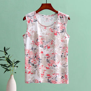 Áo Ba Lỗ Cổ Tròn in Hoa Cotton Nguyên Chất Mùa Hè Thoải Mái Thoáng Khí Cho Phụ Nữ Trung Niên Và Cao Tuổi Áo Thun Cơ Bản