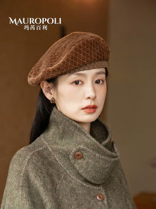 French Vintage Beret Hat Womens Autumn Winter Fashion Plaid Artist Hat Small Face Effect New 2025 Model Casual round Top