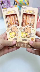 Capybara Cute Side Press Erasable Pen Ball Pen 6 pcs for Primary and Secondary School Student Kids