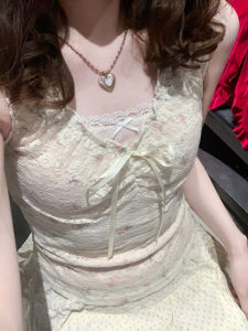 Áo Ba Lỗ Ren Hoa Cổ Điển Mỹ Dành Cho Nữ Mùa Hè Thiết Kế Mới Cảm Giác Nhỏ Quần Áo Cotton Dáng Ôm Cổ Chữ V Tay Dây