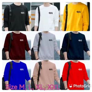 Diskon Spesial Sweater Keren Kaos Pria Elegan Crewneck Trendy Sweatshirt Kekinian Sweter Hustle New
