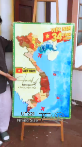 Bản đồ hành chính việt nam Tranh treo tường bản đồ việt nam bản đồ 34 tỉnh tranh Việt Nam tráng gương UT221