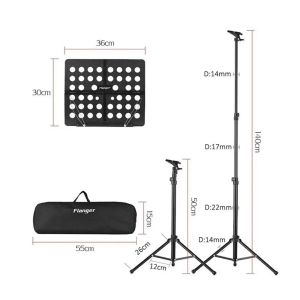 Flanger FL-05R Foldable Sheet Music Score Tripod Stand Lightweight Music Stand Retractable Metal Music Stand for Guitar Violin