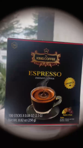Combo 4 hộp Cà phê đen hòa tan Espresso King Coffee không đường không sữa chuẩn vị Ý từ những hạt cà phê Arabica thượng hạng hộp 100 gói x 25g