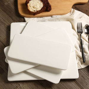 White Rectangular Ceramic Plate 10 Inch