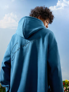 American Style Heavyweight Embroidered Letters Hoodie with Zipper
