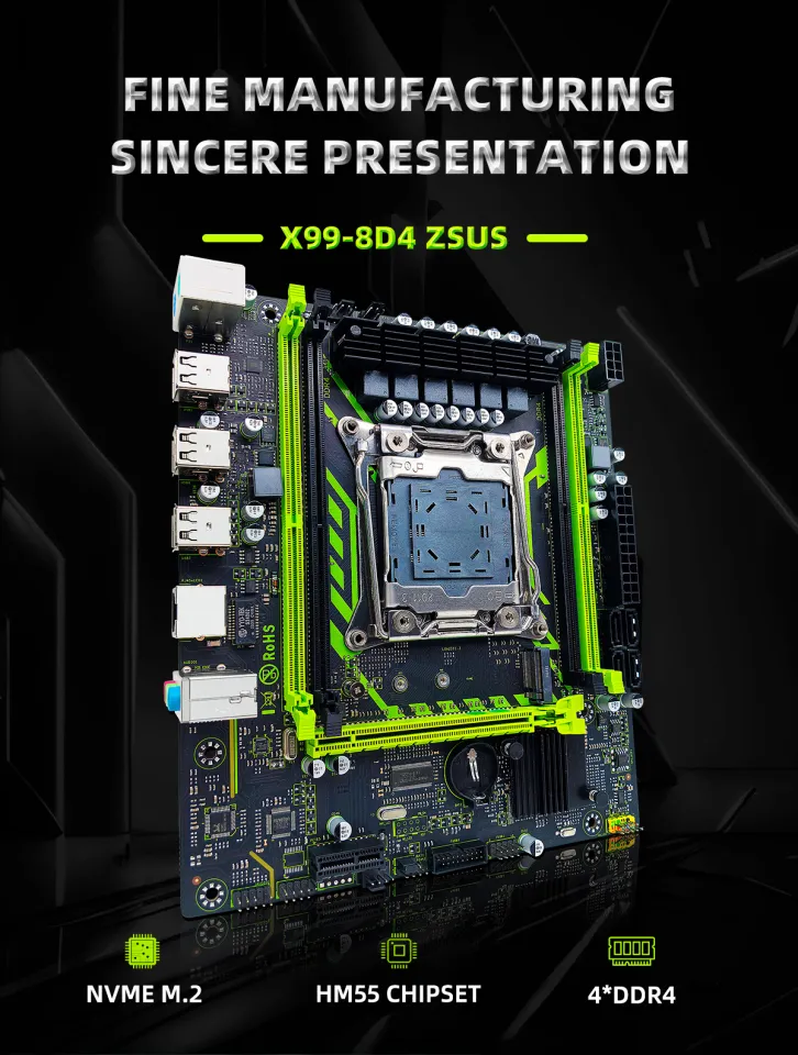 ZSUS X99-8D4 Motherboard Set Kit With LGA2011-3 Xeon E5 2650 V4