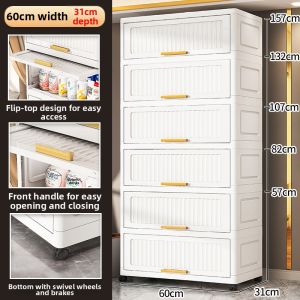 Flip-top Drawers Portable Storage Cabinet for Bathroom Kitchen Toys Snacks Miscellaneous