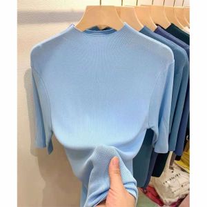 Elegant Unique Semi High Neck T-Shirt