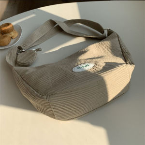 Retro Korean Style New Moon Dumpling Canvas Bag Student Class Small Design Casual Crossbody Single Shoulder Bag