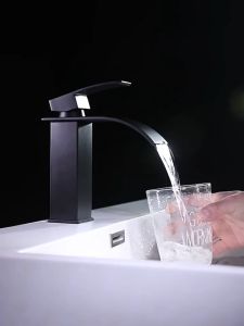 SUS304 stainless lavatory faucet Steel Bathroom Wash Sink Faucet Basin Tap Faucet black basin faucet hot and cold stainless steel 304 Heavy Duty Tall Faucet Bathroom Lavatory Tap