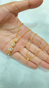Noin Kalung Lapis Emas Wanita Liontin 4 Susun Berlian Mewah Perhiasan Elegan & Berkelas
