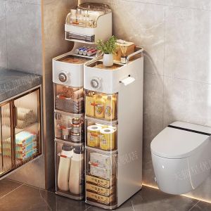 Bathroom Gap Shelf Toilet Side Cabinet No Installation Required Floor-Standing Waterproof Narrow Space Organizer for Adults