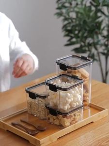 food container Marrya Moistureproof Penyimpanan Makanan Container Organizer Peti Simpanan Peti Sejuk Stackable Penyimpanan Freezer Telus Conner Dengan Tudung
