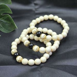 สร้อย กระดูกช้างแท้💯% ไม่ผสมมวลสารอะไร 10 มิล ผ่านพิธีปลุกเสกแล้ว