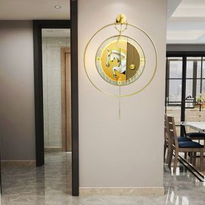 jam dinding aesthetic mewah besar bulat nordic pedulum modern