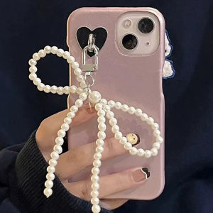 Y2K Pearl Bows Key Chain Phone Charm Sweet Bow Knot Strap Chains Bag Charm Bowknot Pendant Women Cute Keychain Accessories