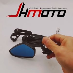 ระจกปลายแฮนด์ มอเตอร์ไซค์ กระจกมองข้าง กระจกแต่งปลายแฮนด์ กระจก (กระจกความละเอียดสูง เลนส์ฟ้า) วัสดุอลูมิเนียม ปรับมุมได้หลายมุม มี 3สีให้เลือก สำหรับมอเตอร์ไซค์ทุกรุ่น ทนทาน ไม่ซีดจาง และไม่เป็นสนิมง่าย ไม่สั่นเวลาขับขี่ ล็อคตำแหน่งด้วยระบบลูกปืน